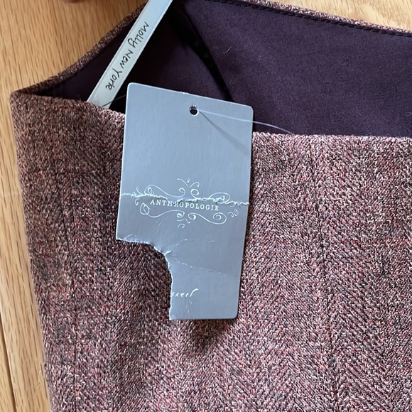 NWT Anthropologie Rust-Brown Tweed Strapless Corset Dress - Size 4 - Picture 6 of 11